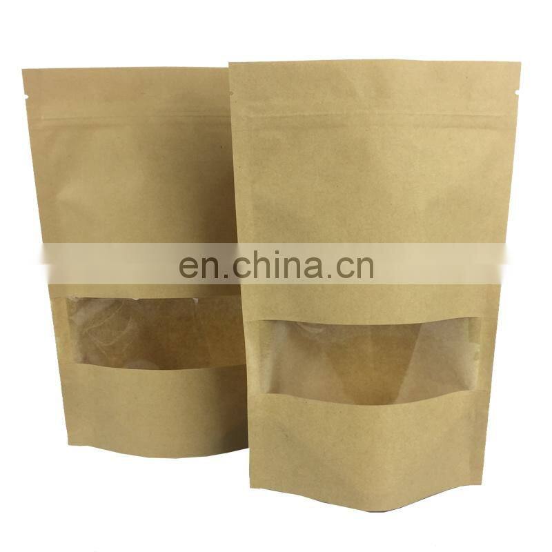 plain foil lined zipper stand up pouch food grade kraft paper bag with valve