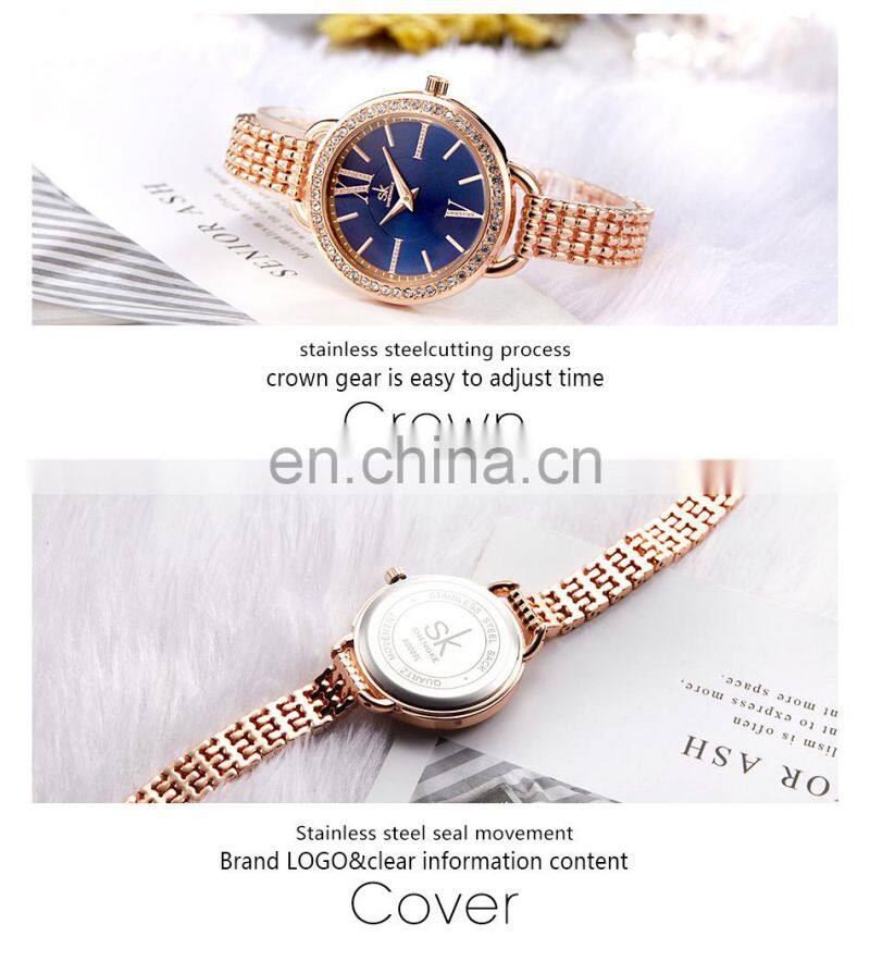 SHENGKE K0089L Light Luxury Feminine Watchs Noctilucous Big Needle Hand Watchs Classic Quartz Bracelet Watch