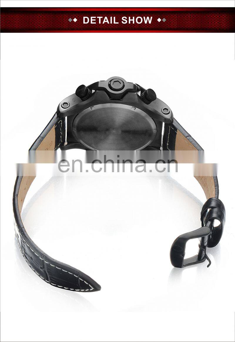 Japan movt quartz stainless steel back waterproof men leather oem watch