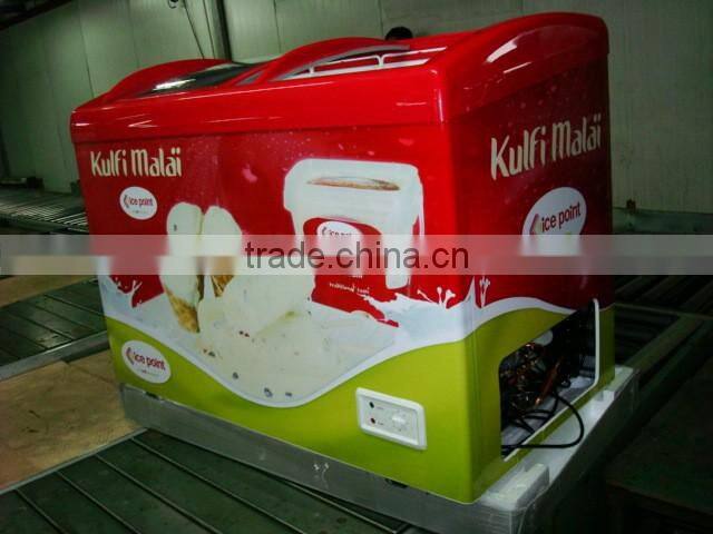 Commercial quick freezing glass top ice cream chest deep freezers