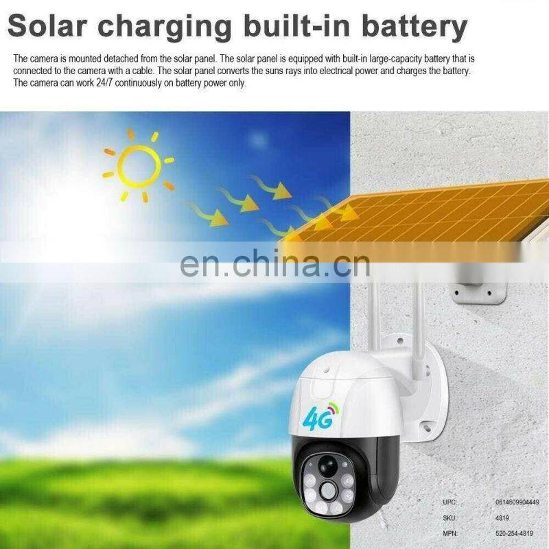 360 Wireless Surveillance PTZ IP Camera Solar Powered CCTV Security Cameras 4G Outdoor Solar Power Wifi Battery Camera V380
