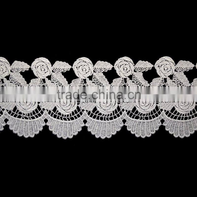 new fashion 3D Embroidered Organza Lace Trim For Dress Decoration 3 cm white lace trim