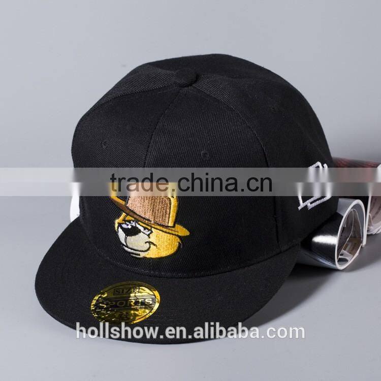 New Popular Cute Cartoon Bear Head Embroidery Unisex Men Women Custom Snapback Caps