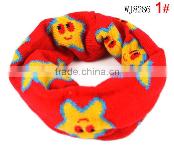 Autumn Winter Newest Smile Star Knitted Fashion Baby Kids Circle Loop Scarf