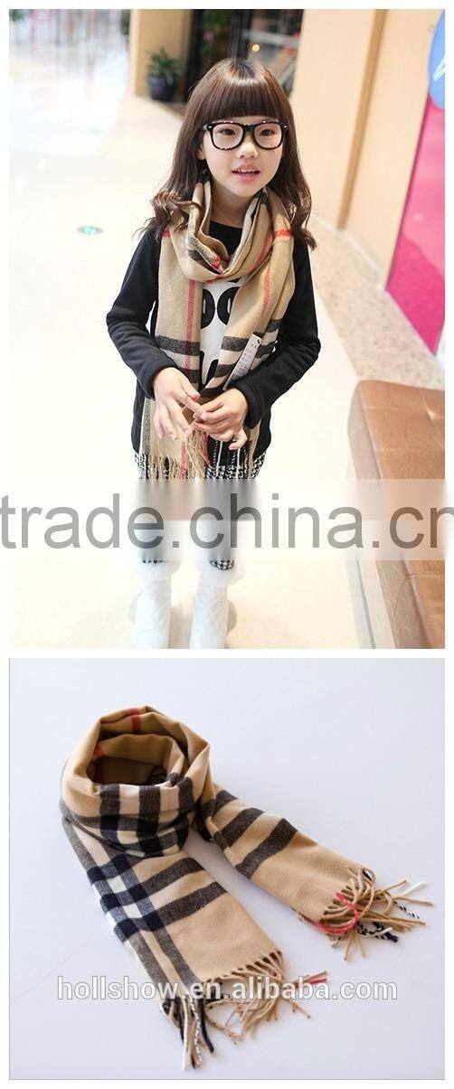 Fashion Classic Baby Boys Girls Autumn Winter Checked Plaid Knitted Scarf With Tassels