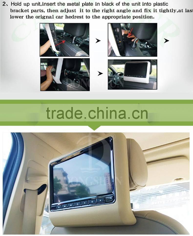 Factory outlut 10.1 inch Car headrest monitor with HDMI input,support DVD,USB,SD card.