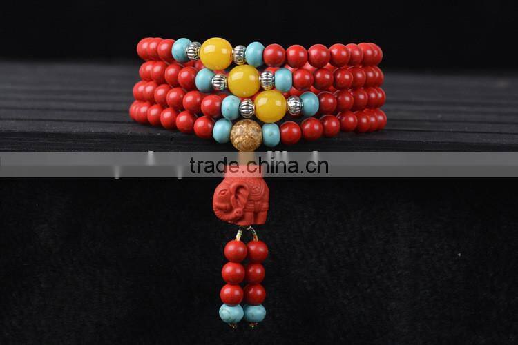 6mm 108 beads bracelets cinnabar red bracelet mala necklace