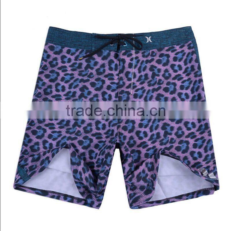 Purple leopard funny board shorts