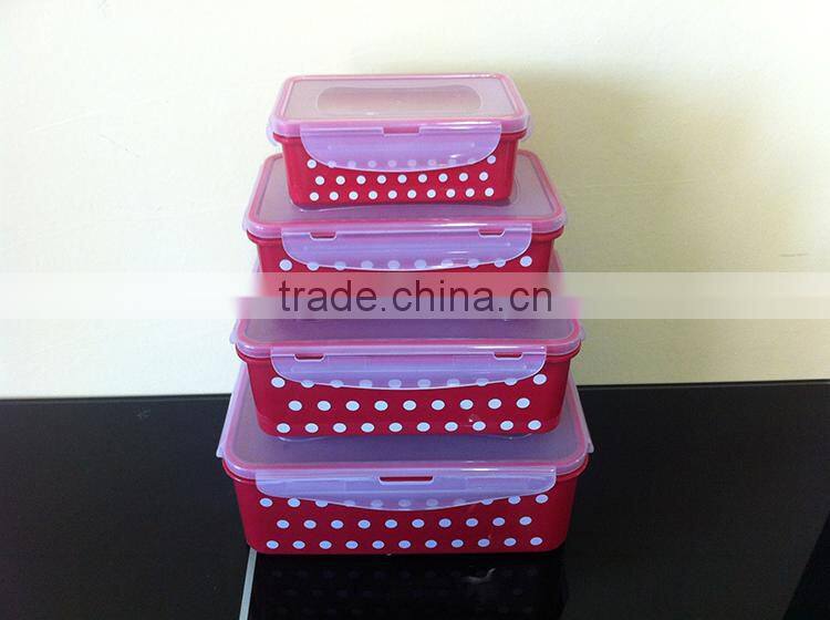 PP Food Grade Round shape Storage Container Set BPA Free Polka dot food container lunch box set of 4