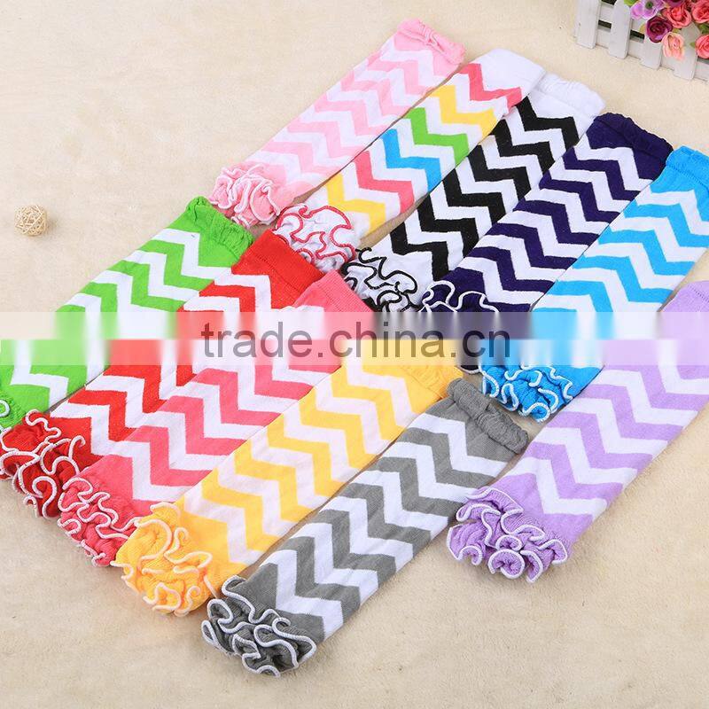 New baby leg warmers with ruffles and good quality cotton legging chevron ruffle leg warmers infant socks leggings LW-23