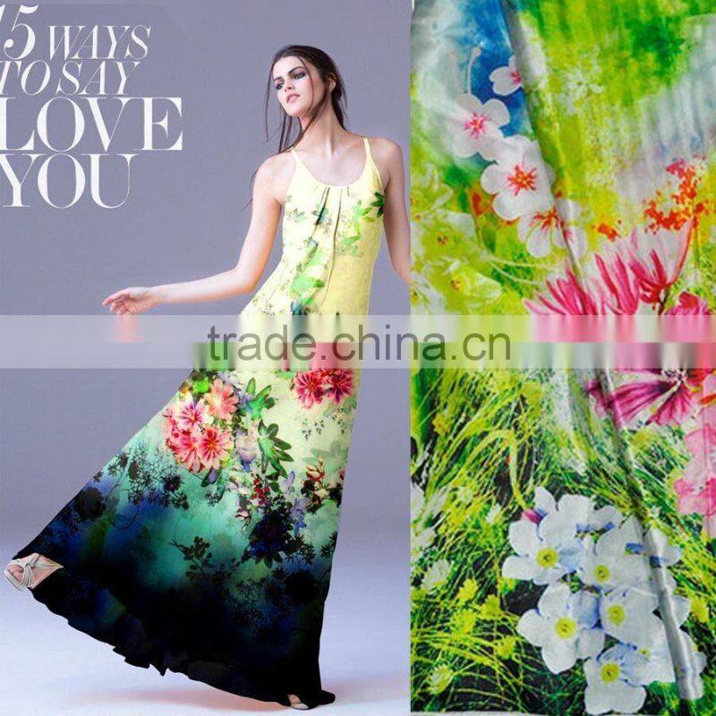 new 2016 silk satin fabric new human printed silk prints satin fabric