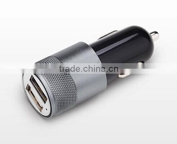 2015 Newest High quality3.1A Aluminium Alloy Car Charger for cellphone/ipad/ipod/mp5/digital