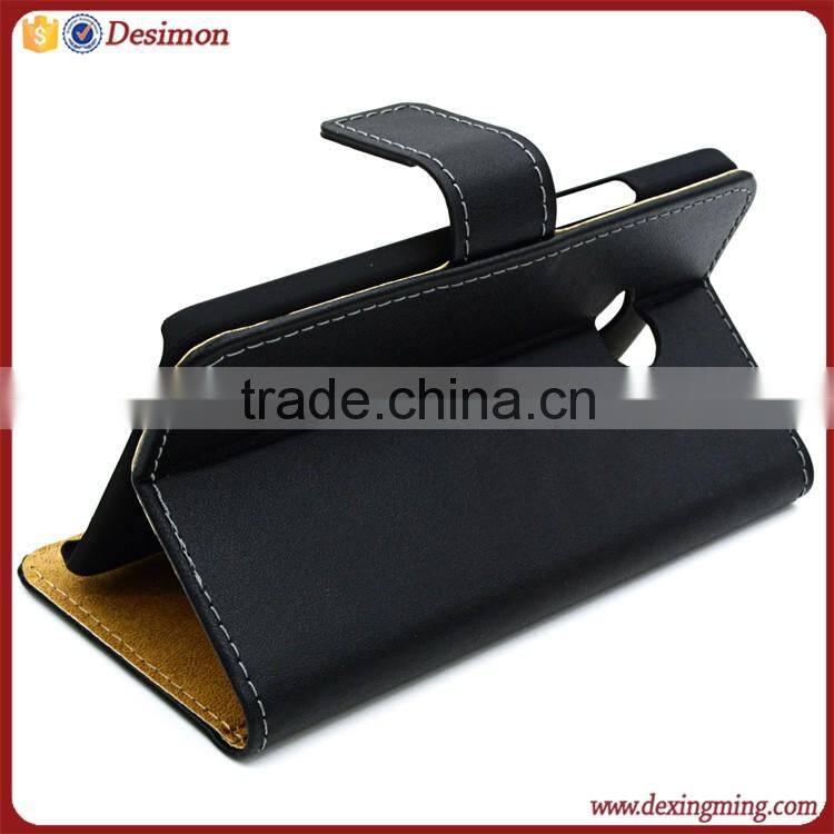 Book Genuine Leather Wallet flip case for htc one m7 dual blue