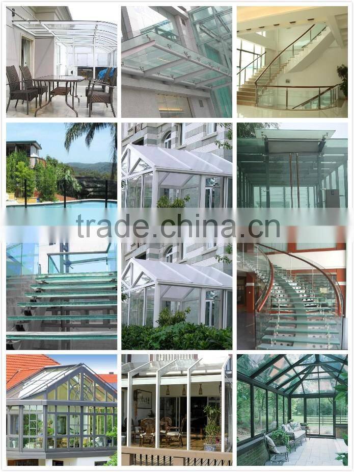 8mm toughened clear+ 0.76PVB+6mm toughened clear skylight laminated glass