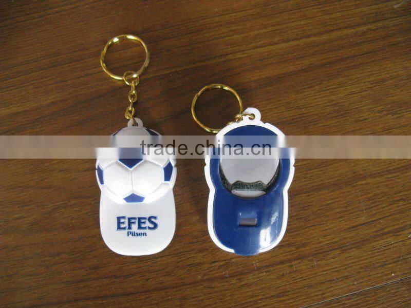cute and durable plastic cap shape beer bottle opener keychain