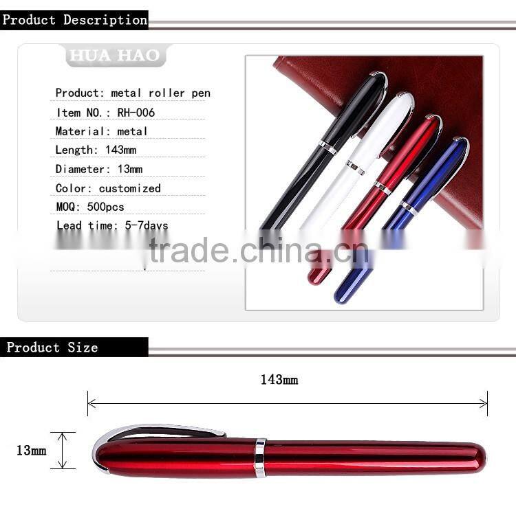 2016 promotional premium pens metal roller pen with metal cap