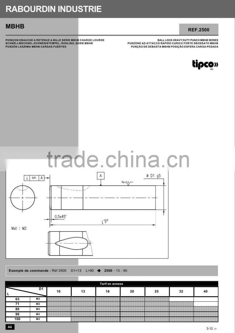 Rabourdin MBHO standard ball lock heavy duty punch