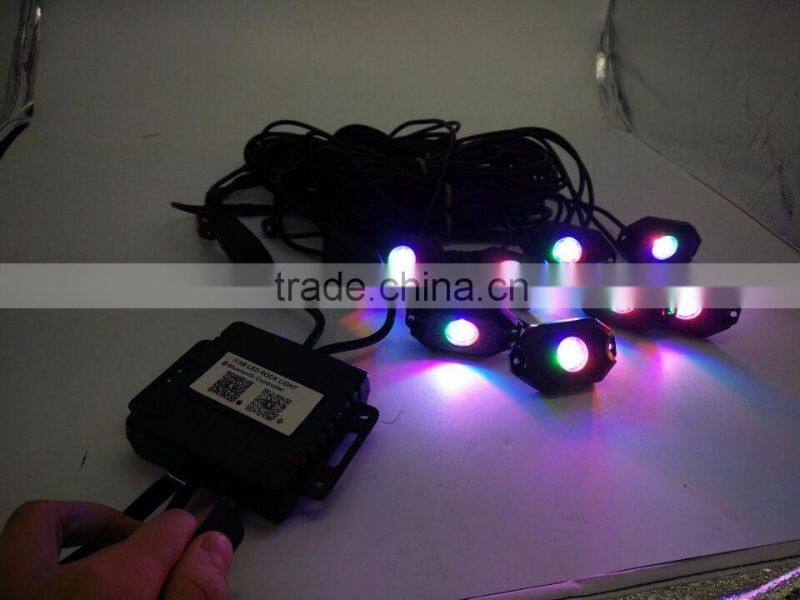 RGB LED Rock Light With Bluetooth / Cell Phone / Timing / Music Mode / Flashing / Automatic Control Under OffRoad Truck SUV ATV