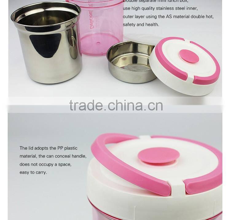 good quality cheap price hot sale colorful insulated stainless steel bento box/food lunch box with hole for student