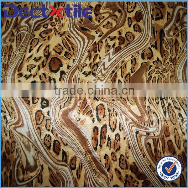 100%polyester leopard printed satin fabric for dress and shirt