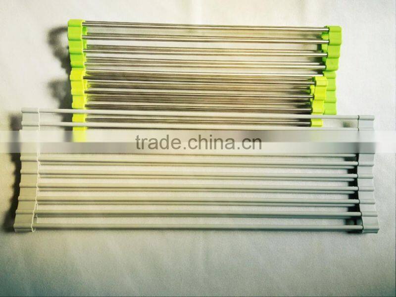 Hot Sale Roll Up Silicone Handy Drying Dish Rack commercial stainless steel dish drainer