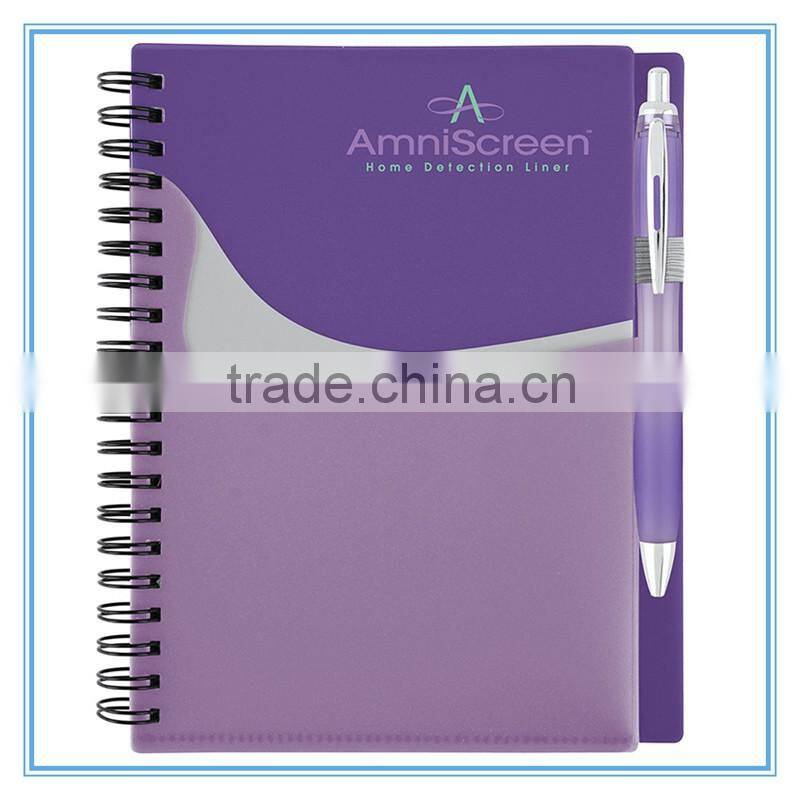 PP spiral notebook with pen loop