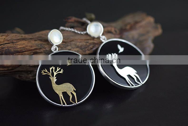 2016 Exquisite Reindeer and Bird 925 Sterling Silver Pendant for Women Fashion Necklace Jewelry