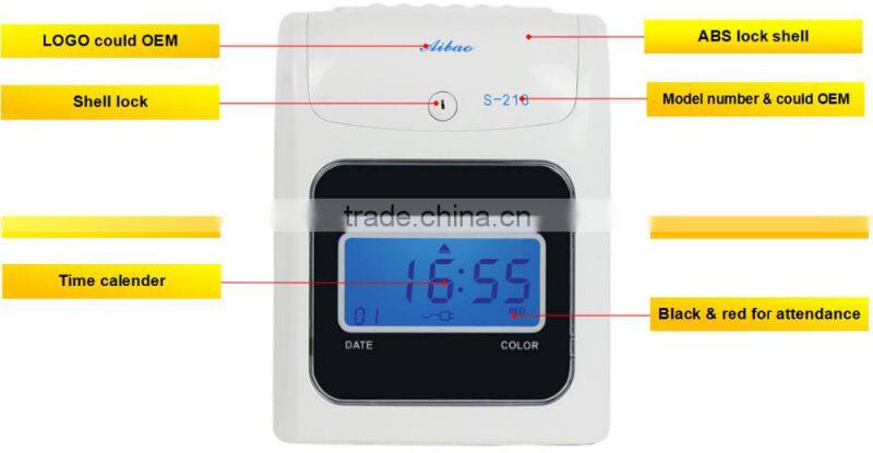 LCD display punch time card attendance machine