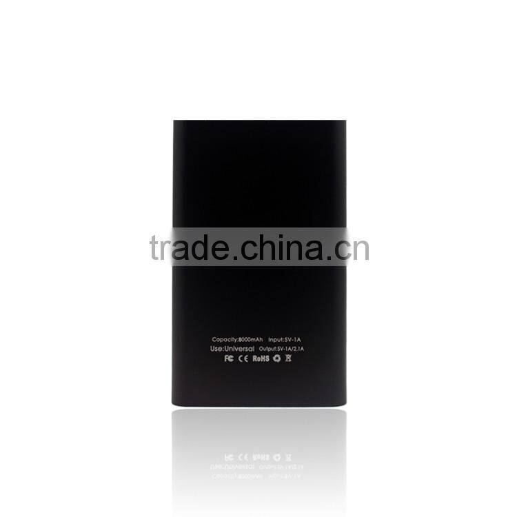 Hot selling universal aluminum usb 8000mah phone power bank