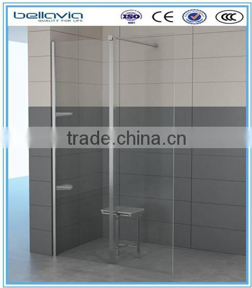 Bath shower doors ,mirror holder shower screen with seat and shelf shower