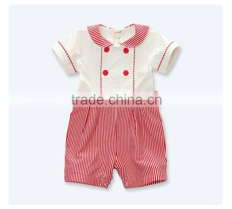davebella summer new cotton striped short-sleeved one-piece baby suit baby coveralls DB164