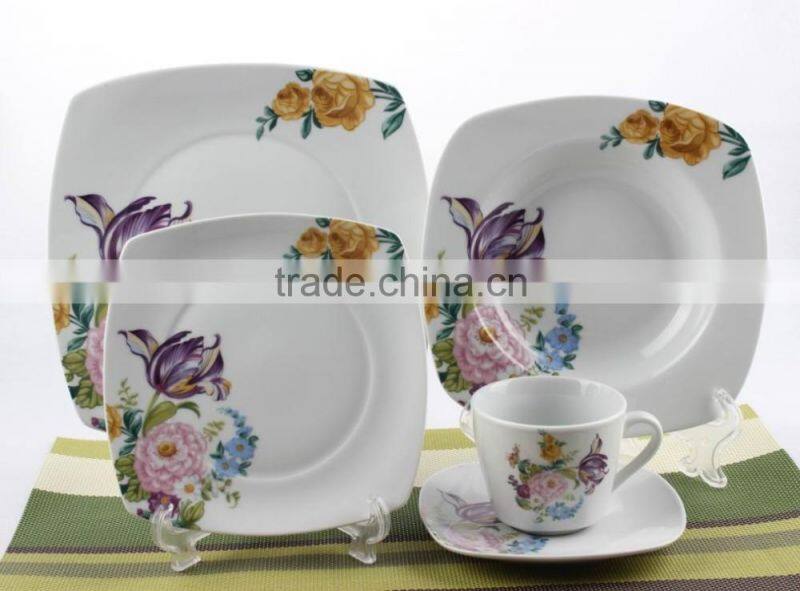 Wholesale 20 pcs ceramic square dinner set/Fine porcelain dinner set /tableware /dinnerware set/cutlery set/flatware