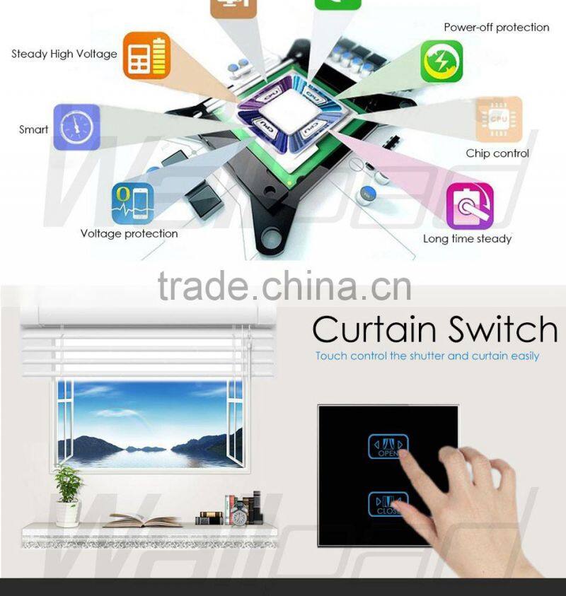 4 Gang WIIFI Curtain Switch Wallpad Black Glass 4 Gang 2 Way WIF Remote Controlled Touch Double Shutter Blinder Wall Switches