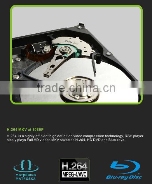 Best 3D 1080p media player Mini TV player Internal 2.5" hard disk