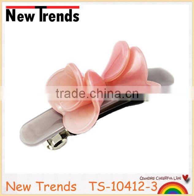 Multi color cellulose acetate flower spring hair clips for young girls
