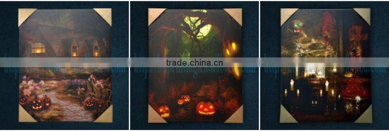 halloween picture with led light canvas decoration