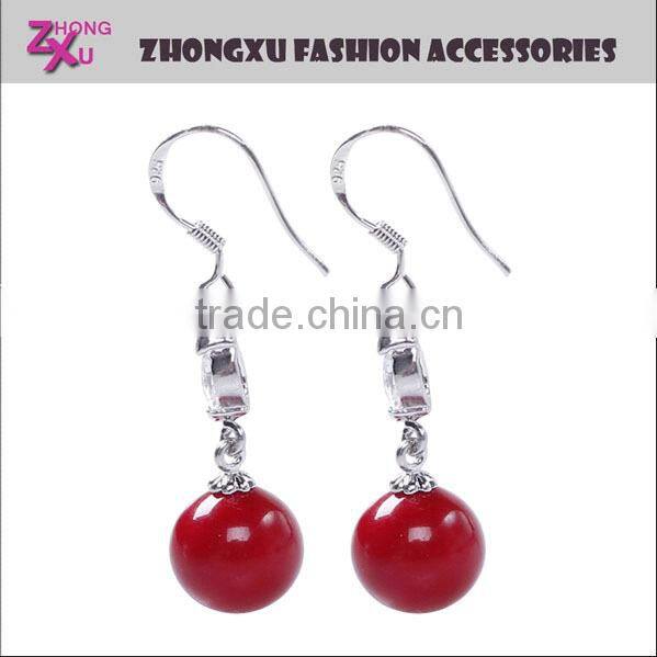 New fashion red coral earrings with zircon