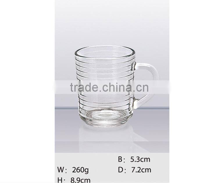 220ml glass water cup with handle