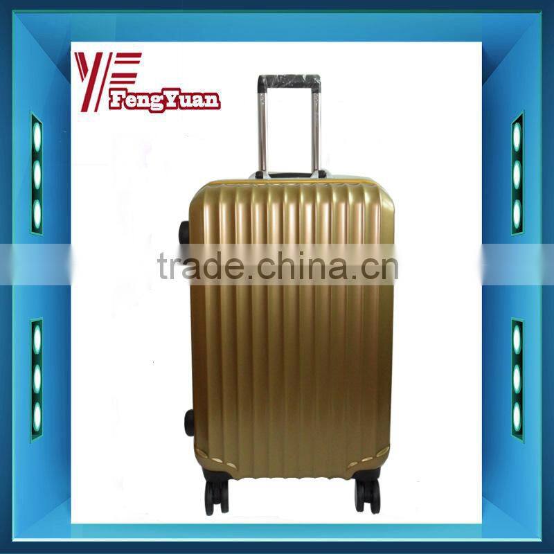 2016 Fashion Design Golden Color ABS+PC luggage with Aluminum Frame/ TSA lock travel set/OEM accept luggage