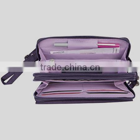 RFID block Double Zip Clutch Wallet