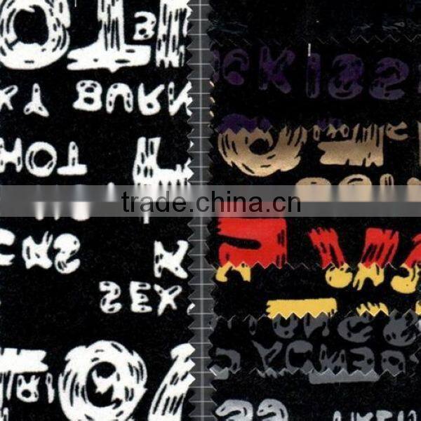 PU leather of school bag material surface flock kinds design