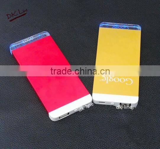 Manufacture supplier crystal power bank with 3 led colors lighting logo charging for cell mobile phone