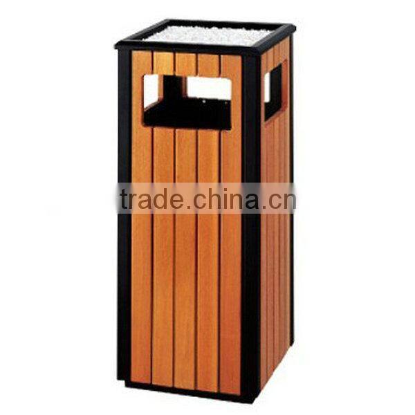 D-062 tin park recycle garbage bin/wood rubbish barrel