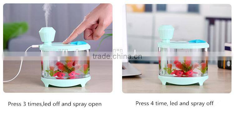 New arrival 3 in 1 usb mini humidifier night light fish tank mist diffuser for home office