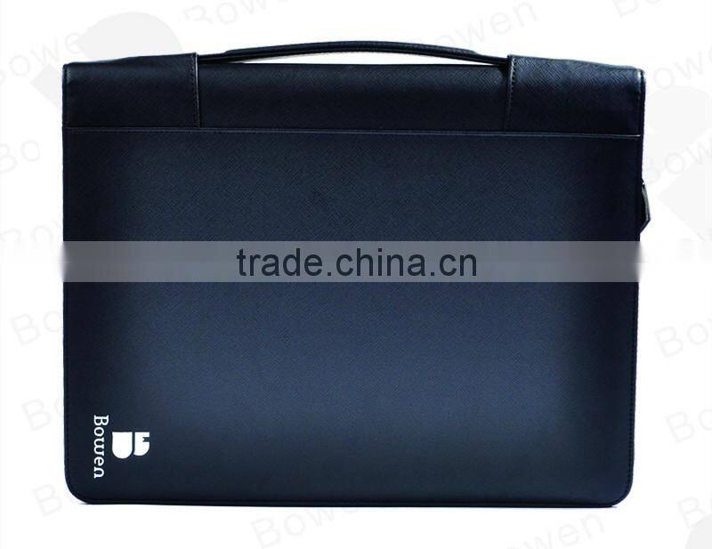 high quality vintage PU leather portfolio with tote / 3 metal ring binder folder