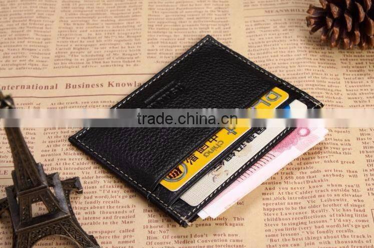 wholesale top grain leather business id card holder