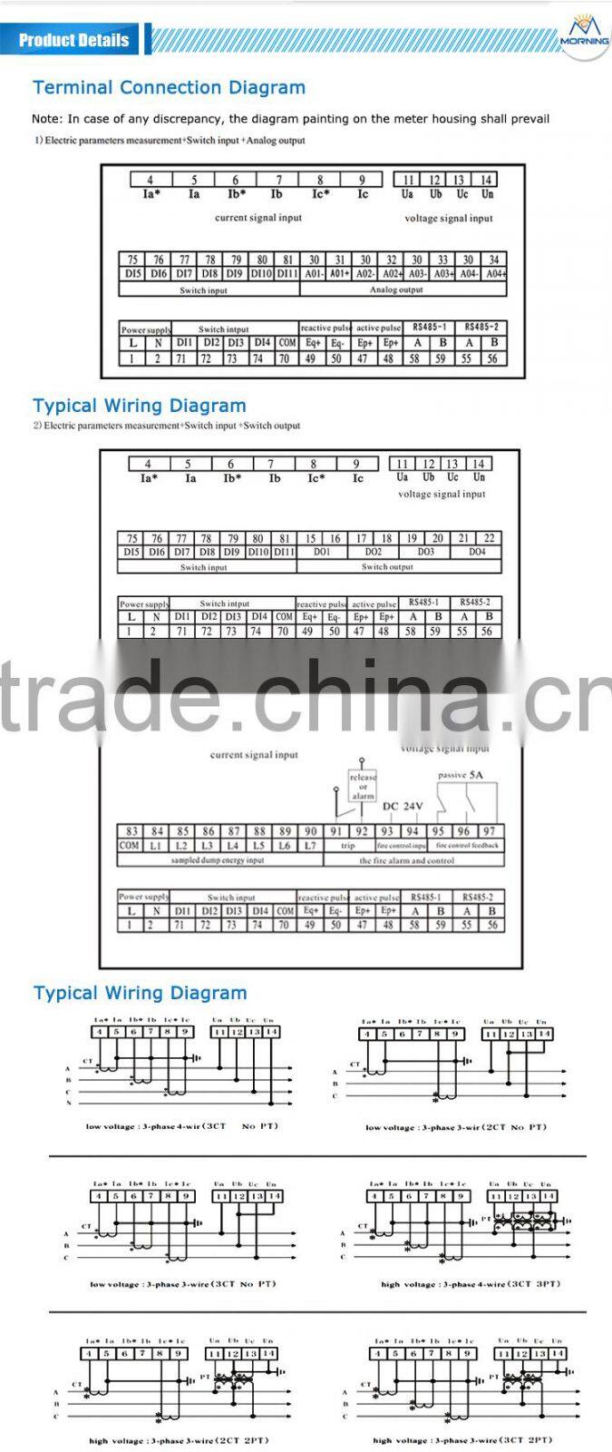 ME-3D2Y Frame Size120*120mm LCD Display Mini Digital Panel Meter, can measure voltage or ampere