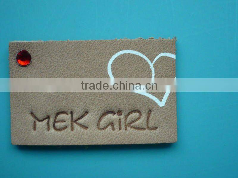 red glove real leather patch with embossed