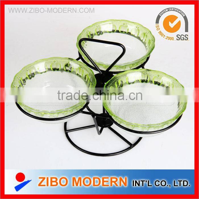 3pcs Glass Sugar bowl set on the rack