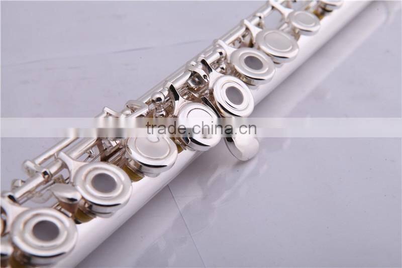 Musical instrument 17 open holes silver plated flute with Split E mechanism offset-G keys and B foot